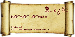 Máté Ármin névjegykártya